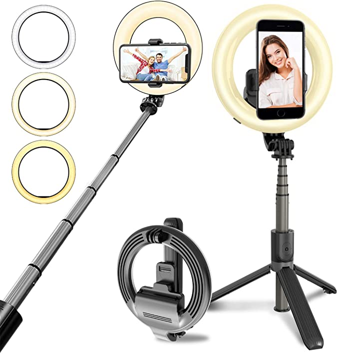 Portable 4-in-1 Selfie Stick with Tripod &amp; LED